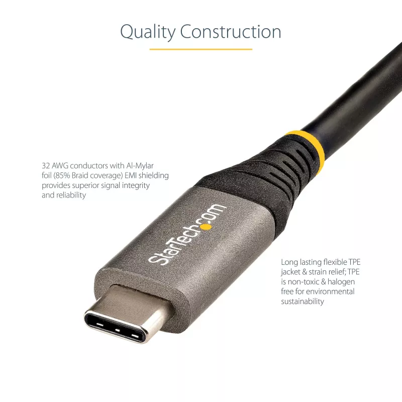 StarTech.com 1 m USB-C kabelis 10Gbps - USB-IF sertifikuotas USB-C kabelis - USB 3.1 Type-C kabelis - 100W (5A) Power Delivery įkrovimas, DP Alt režimas - USB C į C laidas - Įkrovimas ir sinchronizavimas