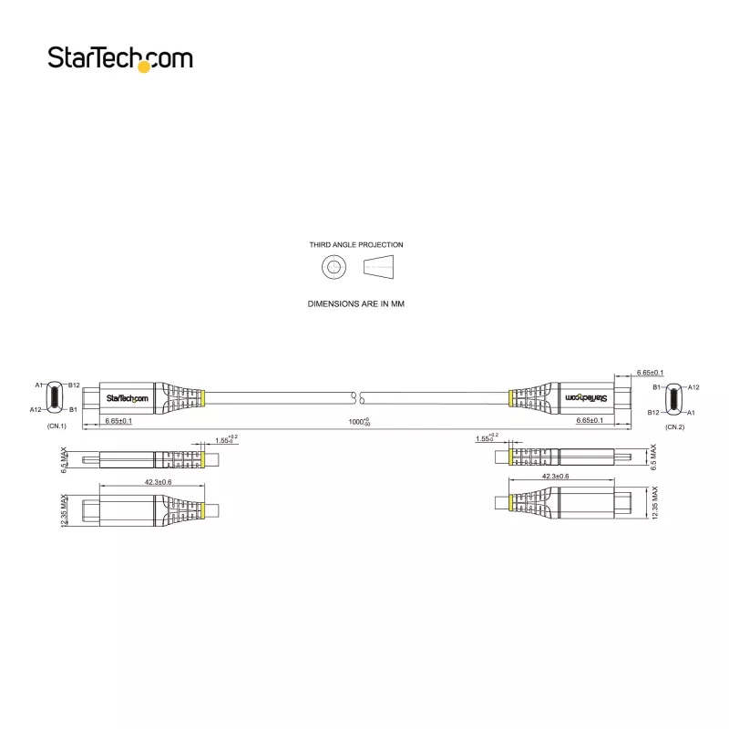 StarTech.com 1 m USB-C kabelis 10Gbps - USB-IF sertifikuotas USB-C kabelis - USB 3.1 Type-C kabelis - 100W (5A) Power Delivery įkrovimas, DP Alt režimas - USB C į C laidas - Įkrovimas ir sinchronizavimas
