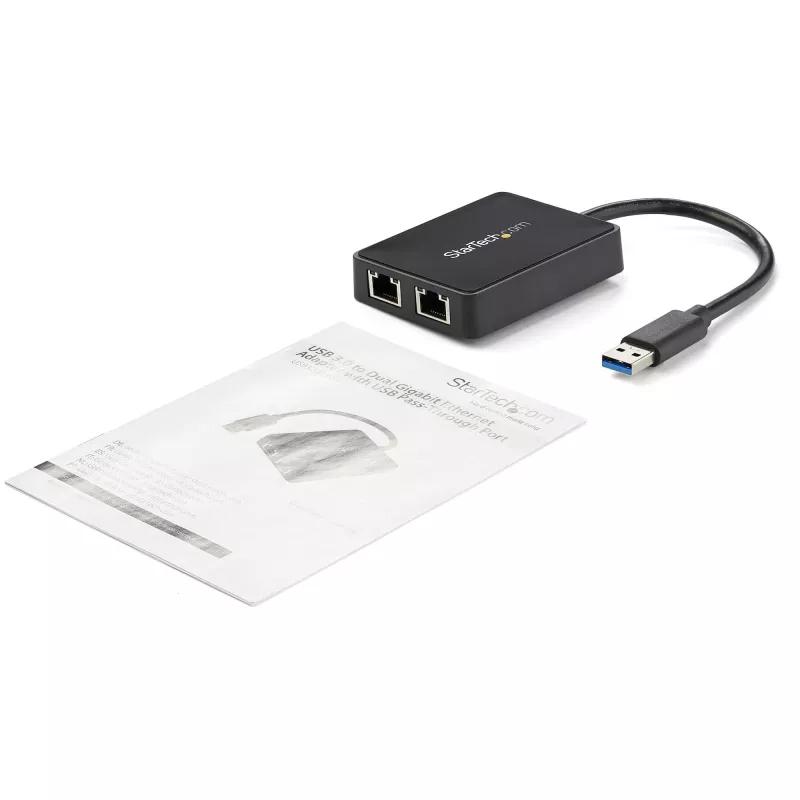 StarTech.com USB 3.0 dviejų prievadų Gigabit Ethernet adapteris su USB prievadu