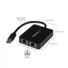 StarTech.com USB 3.0 dviejų prievadų Gigabit Ethernet adapteris su USB prievadu