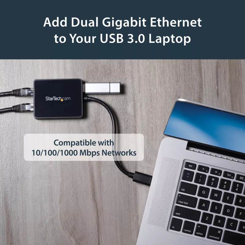 StarTech.com USB 3.0 dviejų prievadų Gigabit Ethernet adapteris su USB prievadu