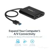 StarTech.com USB 3.0 į dvigubą DisplayPort adapteris - 4K 60Hz, 3.2 Gen 1 (3.1 Gen 1), USB Type-A, DisplayPort išvestis, 4096 x 2160 pikselių