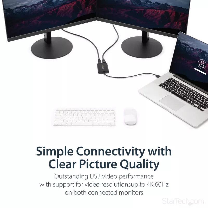 StarTech.com USB 3.0 į dvigubą DisplayPort adapteris - 4K 60Hz, 3.2 Gen 1 (3.1 Gen 1), USB Type-A, DisplayPort išvestis, 4096 x 2160 pikselių