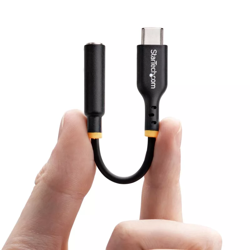 StarTech.com USBCAUDIO2 USB-C į 3,5 mm TRRS ausinių ir laisvų rankų įrangos garso keitiklis, 32 bitų DAC, suderinamas su Thunderbolt, 12,7 cm, juodas