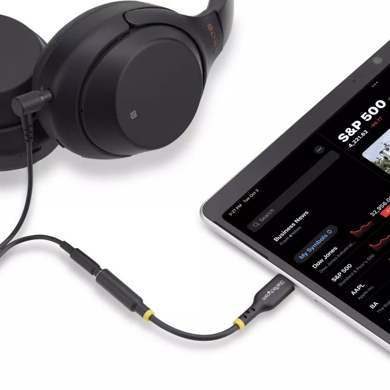 StarTech.com USBCAUDIO2 USB-C į 3,5 mm TRRS ausinių ir laisvų rankų įrangos garso keitiklis, 32 bitų DAC, suderinamas su Thunderbolt, 12,7 cm, juodas