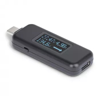 StarTech.com USB-C galios testeris, skaitmeninis multimetras, dvipusis įtampos ir srovės matuoklis, iki 240W PD EPR, nešiojamas USB-C kabelio ir prievado galios matuoklis