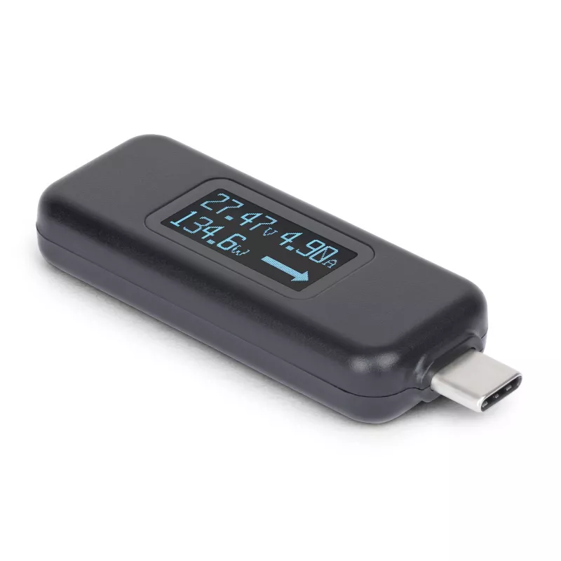 StarTech.com USB-C galios testeris, skaitmeninis multimetras, dvipusis įtampos ir srovės matuoklis, iki 240W PD EPR, nešiojamas USB-C kabelio ir prievado galios matuoklis