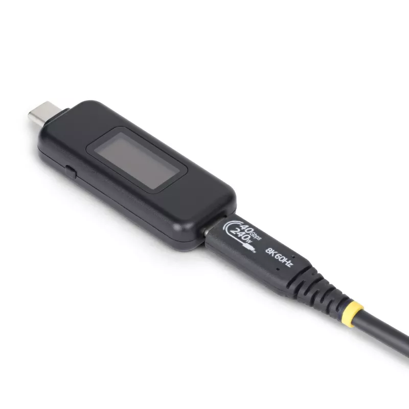 StarTech.com USB-C galios testeris, skaitmeninis multimetras, dvipusis įtampos ir srovės matuoklis, iki 240W PD EPR, nešiojamas USB-C kabelio ir prievado galios matuoklis