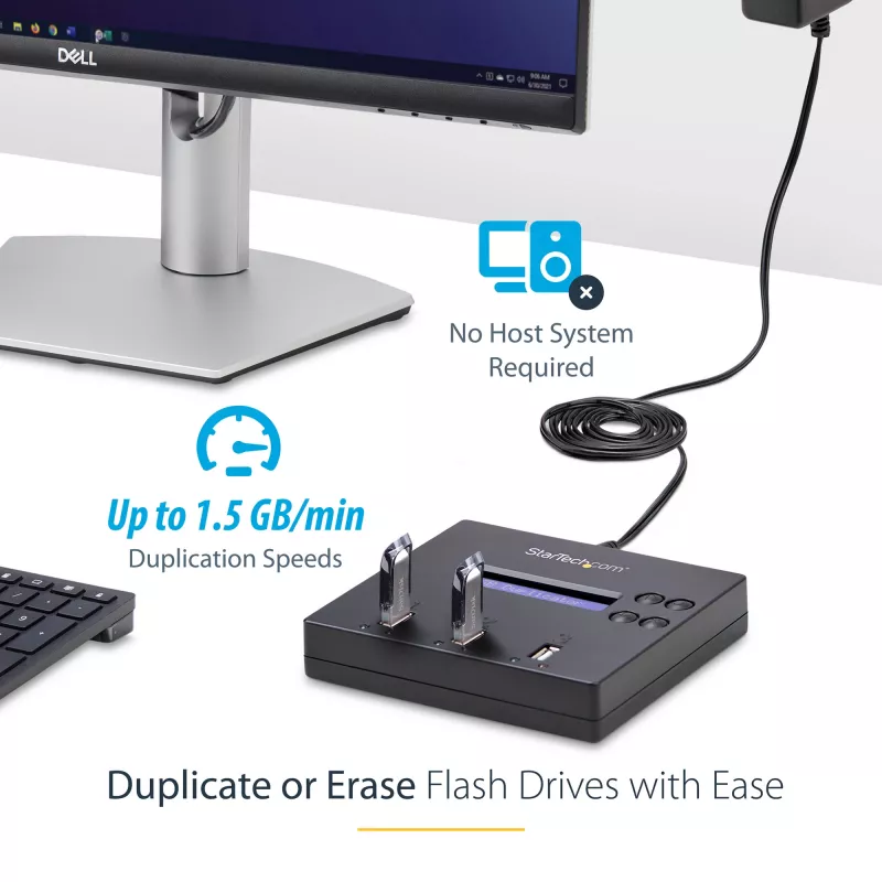 StarTech.com USB atmintinių kopijavimo ir trynimo įrenginys 1→2, 1,5 GB/min, LCD