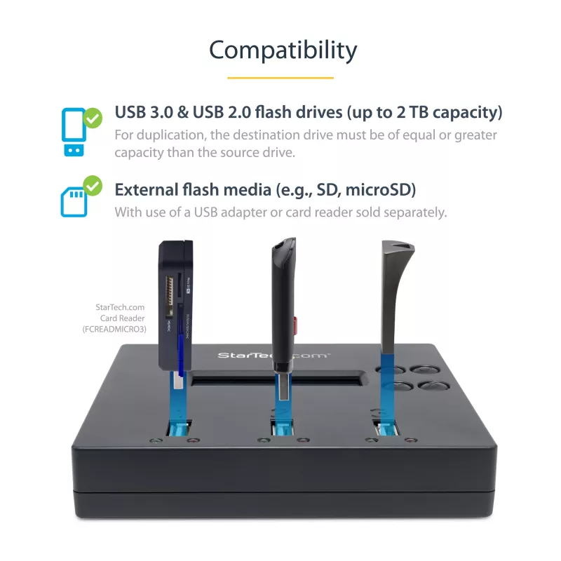 StarTech.com USB atmintinių kopijavimo ir trynimo įrenginys 1→2, 1,5 GB/min, LCD