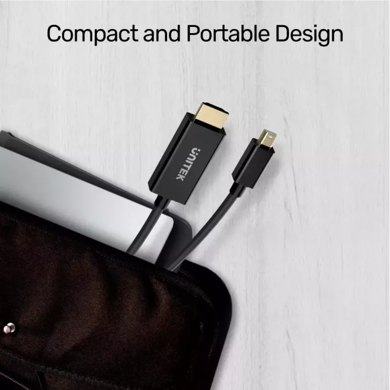 Vaizdo kabelio adapteris Unitek Mini DisplayPort į HDMI 2 m, HDMI 1.4, 4K@30Hz, HDCP 2.2, auksuoti kontaktai, juodas