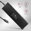 Axagon HUE-F7C 7 prievadų USB 3.2 Gen 1 aliuminio plokščias šakotuvas su įkrovimu, 7x USB-A, 30 cm USB-C kabelis, išorinio maitinimo jungtis, juodos spalvos