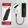 Axagon HUE-F7C 7 prievadų USB 3.2 Gen 1 aliuminio plokščias šakotuvas su įkrovimu, 7x USB-A, 30 cm USB-C kabelis, išorinio maitinimo jungtis, juodos spalvos