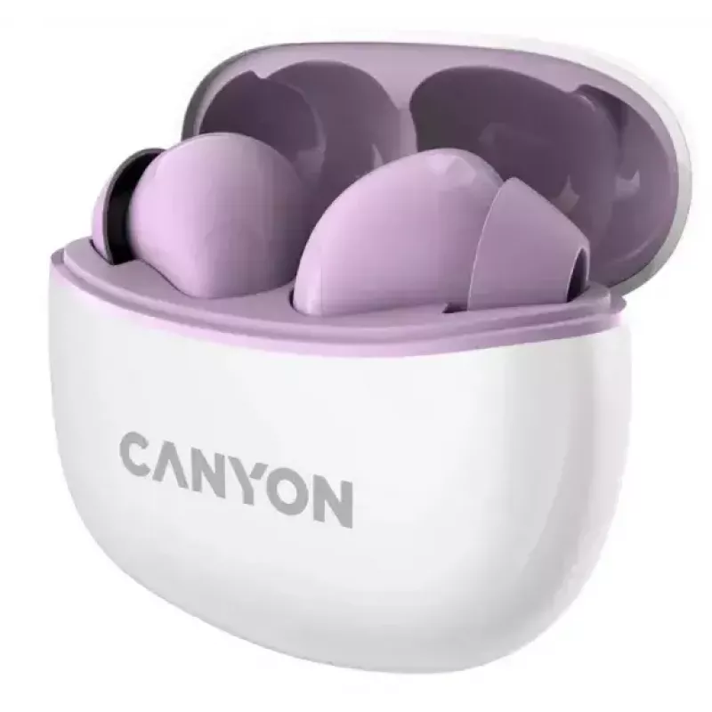 Ausinės „Canyon TWS-5“ (CNS-TWS5PU) – belaidės laisvų rankų įranga, violetinės spalvos