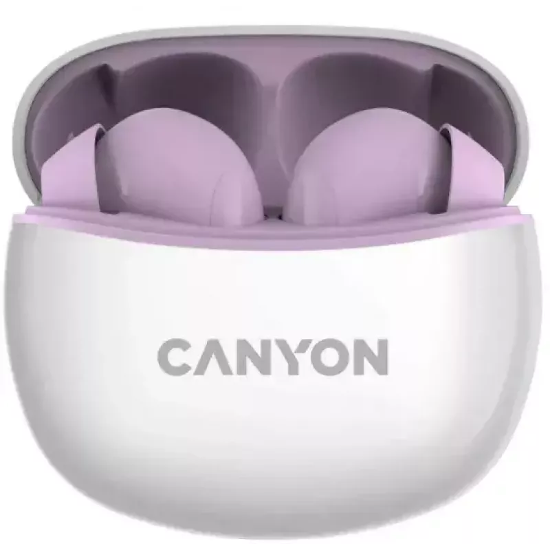 Ausinės „Canyon TWS-5“ (CNS-TWS5PU) – belaidės laisvų rankų įranga, violetinės spalvos