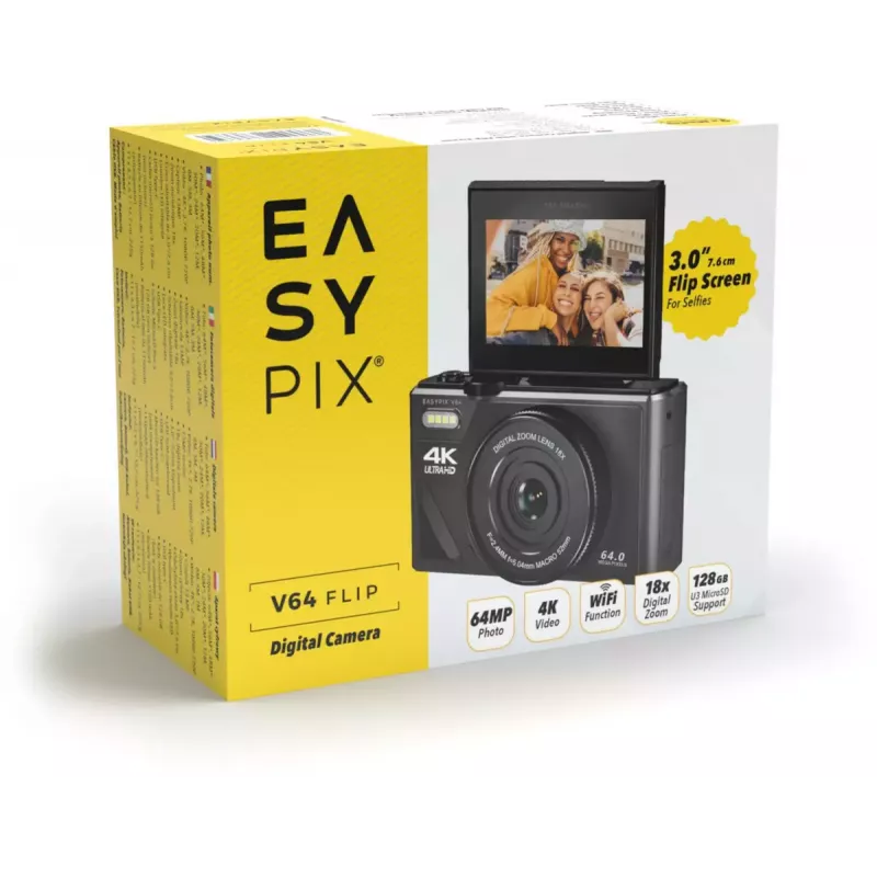 Skaitmeninis fotoaparatas EASYPIX V64 Flip 20203 – 16 MP, 1080p vaizdo įrašas