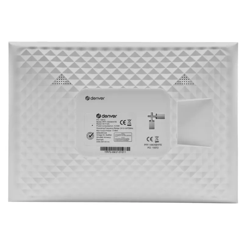 Skaitmeninis nuotraukų rėmelis Denver PFF-1063WHITE 10,1 colio jutiklinis ekranas Wi-Fi 1920x1080