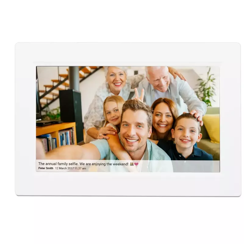 Denver Frameo PFF-1015W skaitmeninis nuotraukų rėmas, 10,1 col. (25,4 cm), lietimui jautrus ekranas, Wi-Fi, 16 GB, baltas