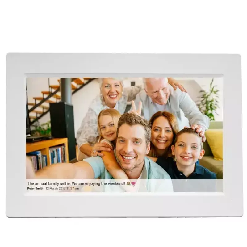 Denver Frameo PFF-1015W skaitmeninis nuotraukų rėmas, 10,1 col. (25,4 cm), lietimui jautrus ekranas, Wi-Fi, 16 GB, baltas