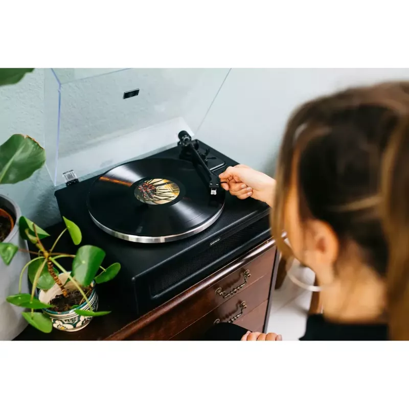 Pavarų diržu varomas vinilo grotuvas Lenco LS-430BK juodas 40W Bluetooth