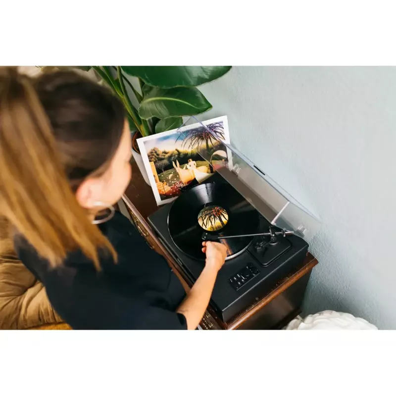 Pavarų diržu varomas vinilo grotuvas Lenco LS-430BK juodas 40W Bluetooth
