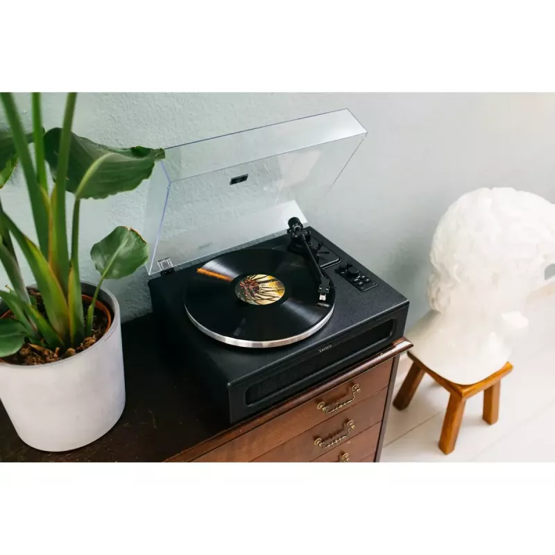 Pavarų diržu varomas vinilo grotuvas Lenco LS-430BK juodas 40W Bluetooth