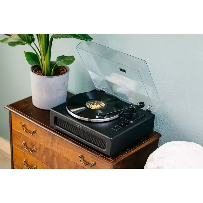 Pavarų diržu varomas vinilo grotuvas Lenco LS-430BK juodas 40W Bluetooth
