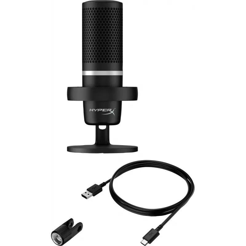HyperX DuoCast USB mikrofonas (juodas) su RGB apšvietimu