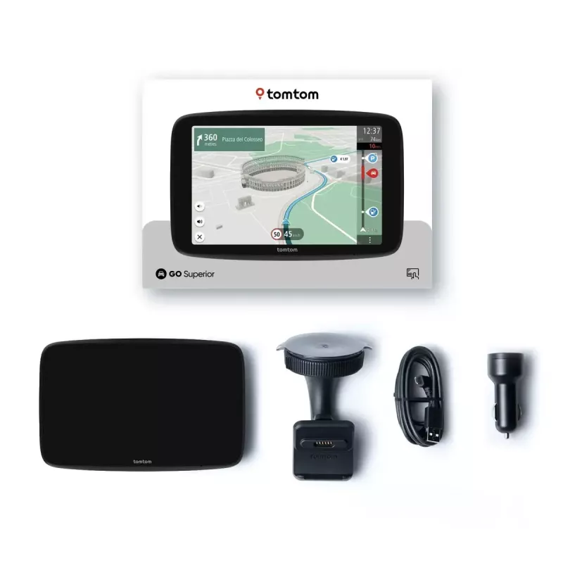 TomTom GO Superior 6 colių GPS navigacija su daugiakalbiu palaikymu, 6 colių HD ekranu, 32 GB atmintimi