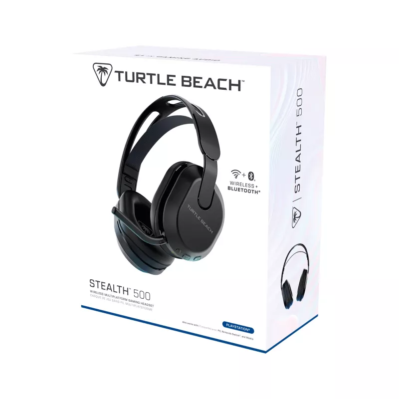 Turtle Beach Stealth 500 Juoda PlayStation Belaidis žaidimų ausinių rinkinys su iki 40 val. baterija ir Bluetooth PS5, PS4, PC ir Mobiliesiems