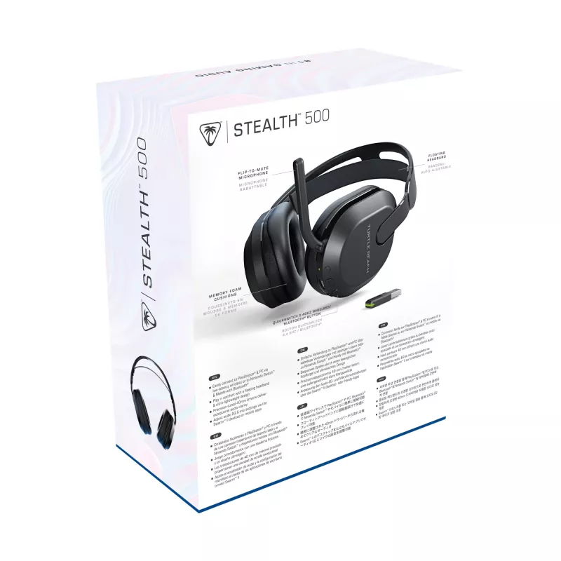 Turtle Beach Stealth 500 Juoda PlayStation Belaidis žaidimų ausinių rinkinys su iki 40 val. baterija ir Bluetooth PS5, PS4, PC ir Mobiliesiems