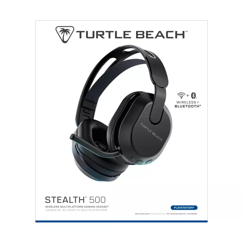 Turtle Beach Stealth 500 Juoda PlayStation Belaidis žaidimų ausinių rinkinys su iki 40 val. baterija ir Bluetooth PS5, PS4, PC ir Mobiliesiems