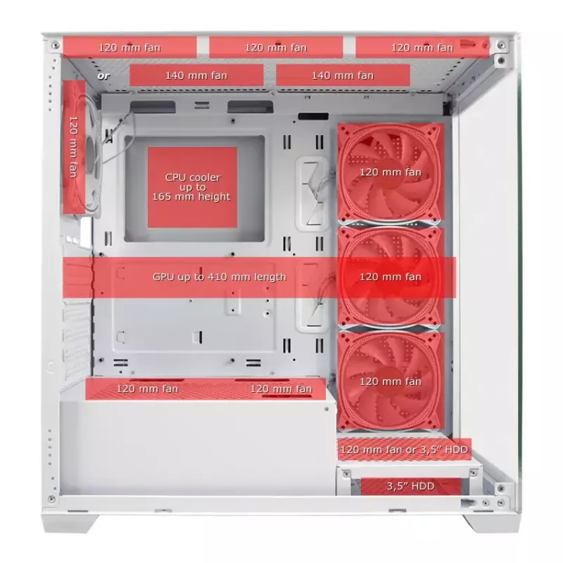 Korpusas LC-Power LC-715W-ON Midi Tower Baltas