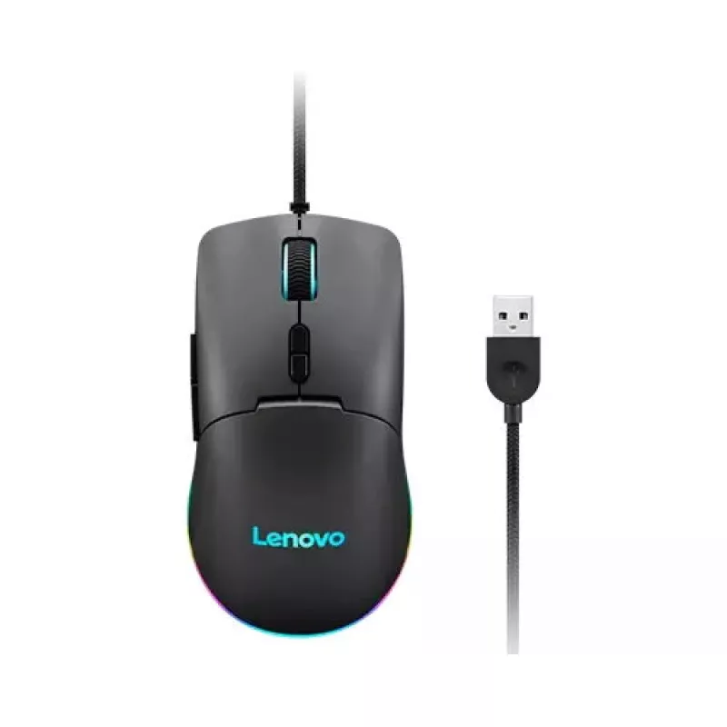 Žaidimų pelė Lenovo GY51M74265 USB Type-A, dešinei rankai, 8000 DPI, 7 mygtukai, 1000 Hz, 1,8 m laidas, juoda