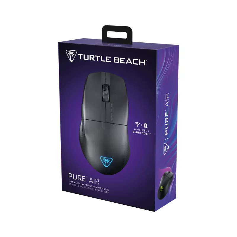 Turtle Beach Pure Air Black - itin lengva belaidė ergonominė žaidimų pelė su RGB apšvietimu, 26K DPI optiniu jutikliu, 125h baterija