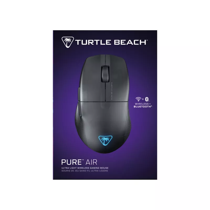 Turtle Beach Pure Air Black - itin lengva belaidė ergonominė žaidimų pelė su RGB apšvietimu, 26K DPI optiniu jutikliu, 125h baterija