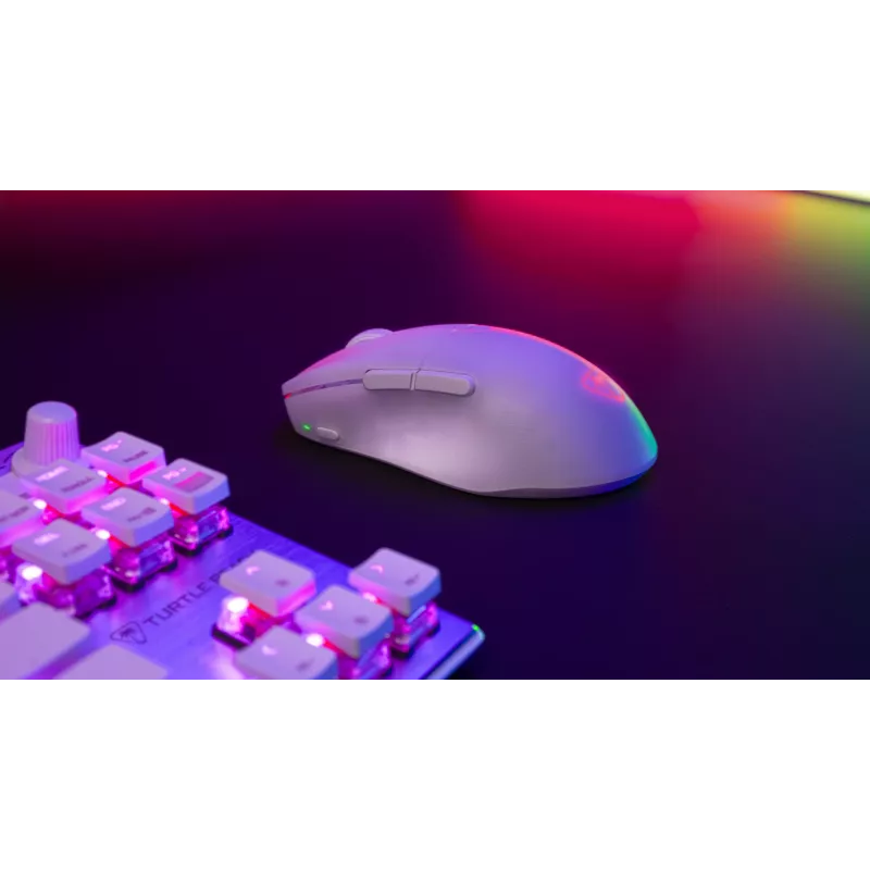 Turtle Beach Pure Air White – itin lengva belaidė ergonominė žaidimų pelė su RGB apšvietimu, 26K DPI optiniu jutikliu, 125 h baterija