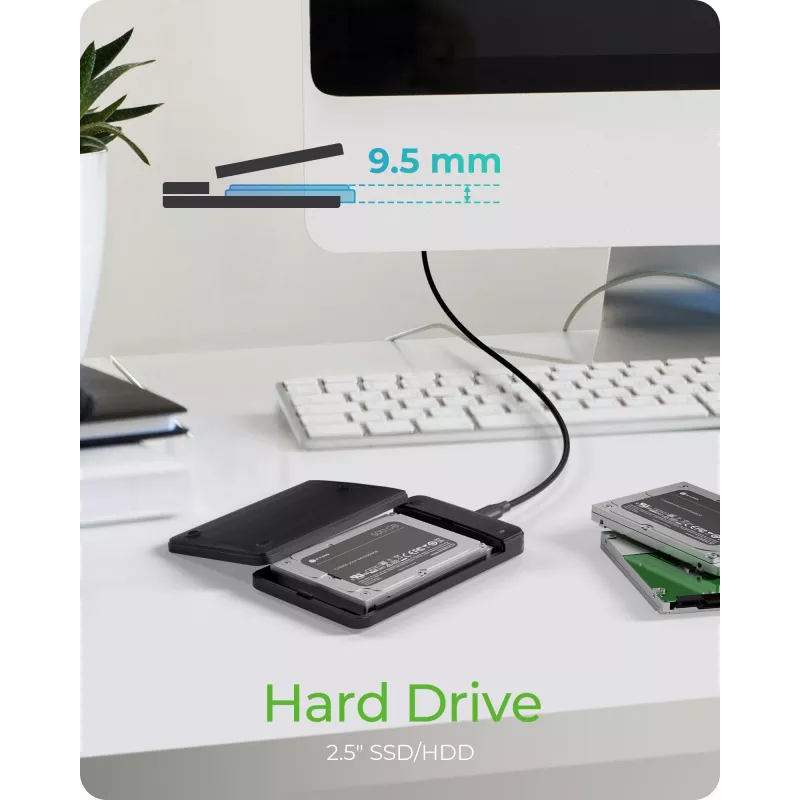 ICY BOX IB-201T-CU31 SSD dėklas Juodas 2.5 colio