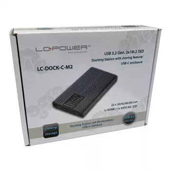 Išorinis SSD korpusas LC-Power LC-DOCK-C-M2 2 M.2 diskams 10 Gbit/s Antracitas