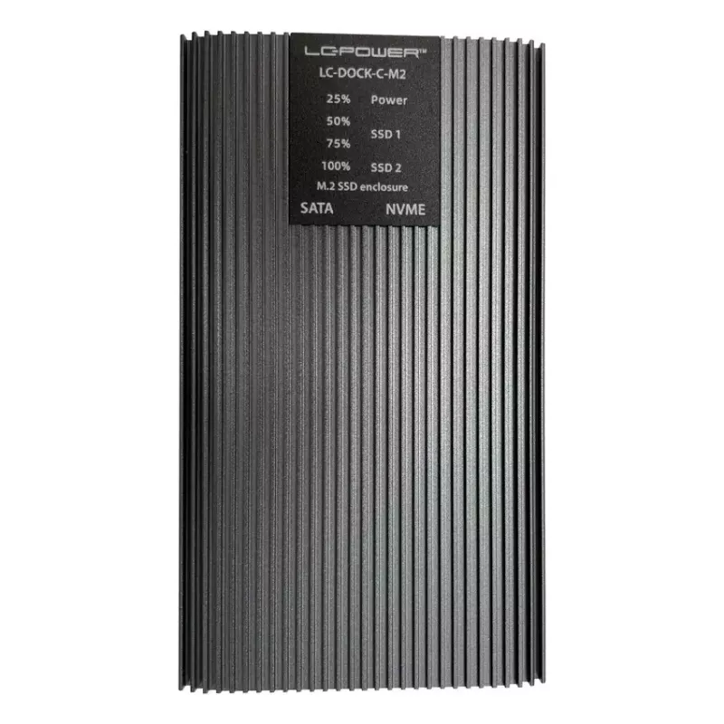Išorinis SSD korpusas LC-Power LC-DOCK-C-M2 2 M.2 diskams 10 Gbit/s Antracitas