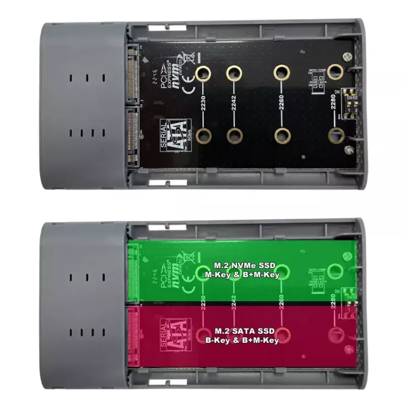 Išorinis SSD korpusas LC-Power LC-DOCK-C-M2 2 M.2 diskams 10 Gbit/s Antracitas
