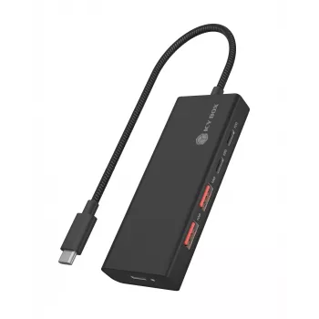 ICY BOX IB-HUB1436-CPD Laidinis USB 3.2 Gen 2 (3.1 Gen 2) Type-A šakotuvas, juodas