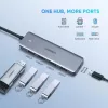 UGREEN 70336 (CM219) USB-C į 4x USB 3.0 skirstytuvas, 5 Gbps, OTG, USB-C maitinimo jungtis, 15 cm laidas, pilkas