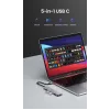UGREEN 70336 (CM219) USB-C į 4x USB 3.0 skirstytuvas, 5 Gbps, OTG, USB-C maitinimo jungtis, 15 cm laidas, pilkas