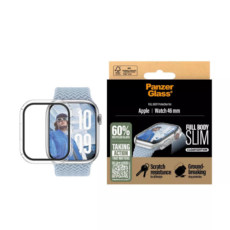 PanzerGlass® Dėklas Visas Kūnas Plonas Skaidrus Apple Watch Series 11 | 10 | 46mm