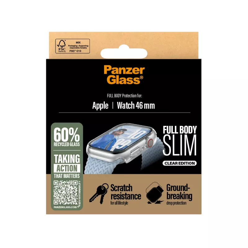 PanzerGlass® Dėklas Visas Kūnas Plonas Skaidrus Apple Watch Series 11 | 10 | 46mm