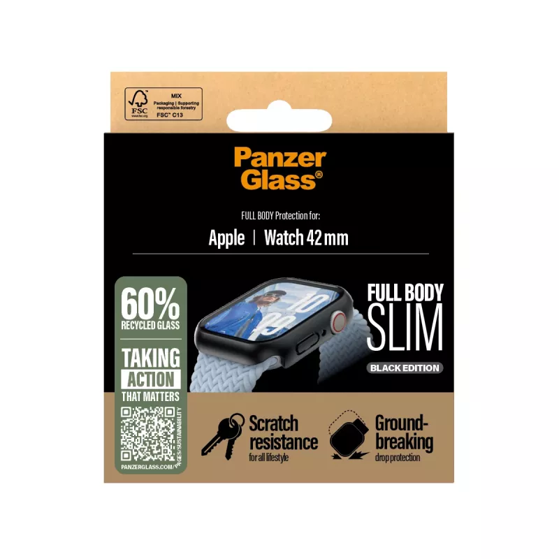 Apsauginis stiklas PanzerGlass Snappie Full Body Slim Black, Apple Watch Series 10 42mm