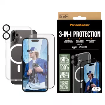 3-in-1 apsaugos rinkinys PanzerGlass iPhone '24 6.1 colio