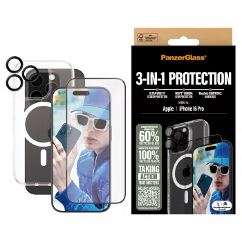 3 viename apsaugos rinkinys PanzerGlass iPhone '24 6.3 colio Pro