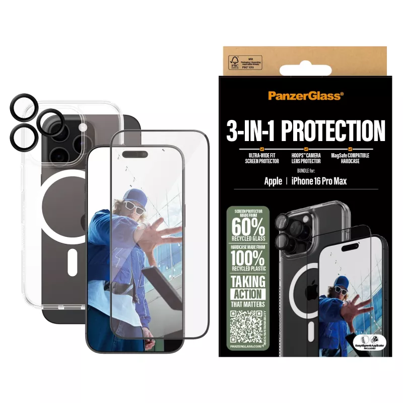 PanzerGlass® 3 viename apsaugos rinkinys iPhone 16 Pro Max